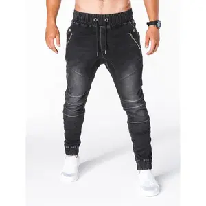 Men's Washed Denim Fabric Casual Jogger Pants - Hot Sale Jean Menswear Comfortable Fit