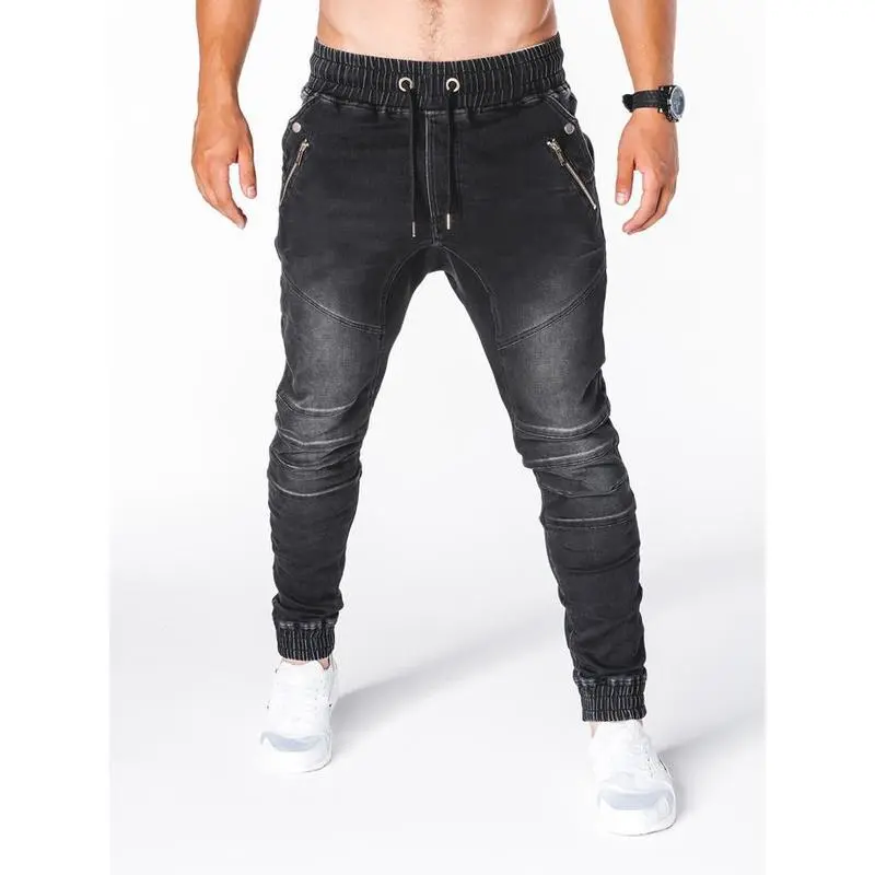 Men's Washed Denim Fabric Casual Jogger Pants - Hot Sale Jean Menswear Comfortable Fit