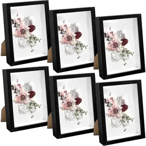 6 Pack 5 x 7in Shadow Box Picture Frame  Frames Shadow Box 1.2 Inch Interior Depth Shadow Boxes Display Cases for Memorabilia, Pictures, , Medals, Tickets,Black
