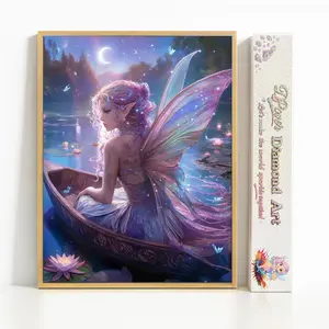 Moonlight Fairy | 45×60cm | Partial Fairy Dust Diamond Painting | Full Round / Full Square Drill | Velvet Cloth Canvas | DIY 5D Diamond Art Kit for Adults & Kids | Sparkling Fantasy Fairy Cartoon Wall Art Home Decor | Crafting Gift Idea | Beginner