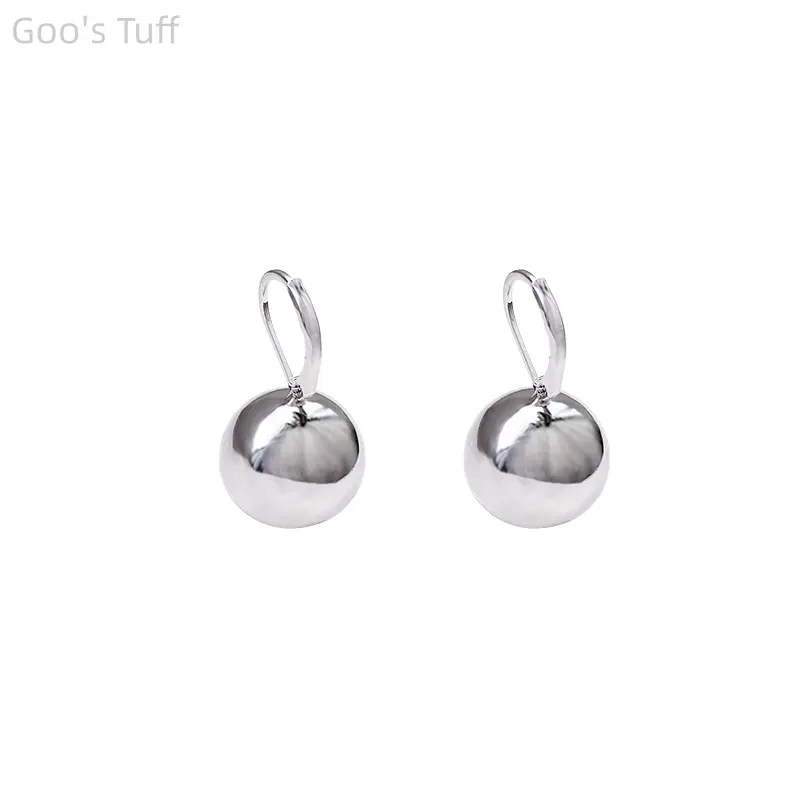 Gold Silver Ball Drop Earrings for Women 18K Gold Plated Round Bead Hoop Earrings Minimalist Metal Ball Earrings Hypoallergenic Fashion Jewelry for Daily Party