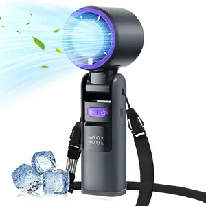 Portable Turbine Lanyard Fan with LED Lighting, 199 Speed Settings, Adjustable Wind Speed, Ideal for Travel/outdoor Use, Perfect for Summer