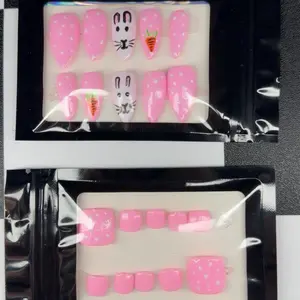 Easter Nail - Pink Design with Bunny and Carrot Motifs in Packaging