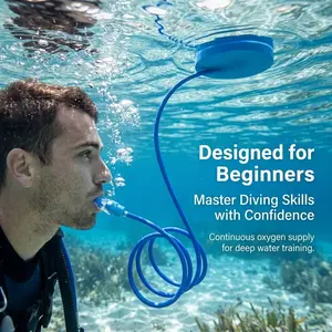 2m/6.6ft Adult Silicone Self-Propelled Snorkel Gear, Free Dive Underwater Breathing Apparatus, Full Dry Snorkeling Equipment