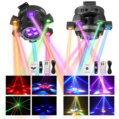 XDV 6-Arm 150W RGBW Moving Head DJ Light with DMX-512, Sound Activation & Strobes, Festive Decor for   Halloween Day, Weddings