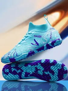 Men's Random Pattern Lace Up Soccer Shoes, Breathable Comfortable Non-slip Football Shoes, Professional Football Cleats for Outdoor Training, Football Boots