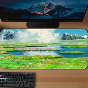 Anime Scenery Desk Mat | Mouse Pad Desk Decor Accessories Grass Aesthetic Cute Japanese Large Extended Mousepad Gift