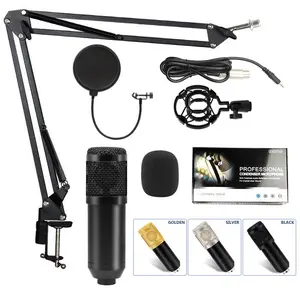 Professional Wired Alloy Condenser Microphone Kit - V8 Studio Mixer, Noise-Canceling Sound Card, Radio-Ready Arm Bracket for Singing, Live Streaming