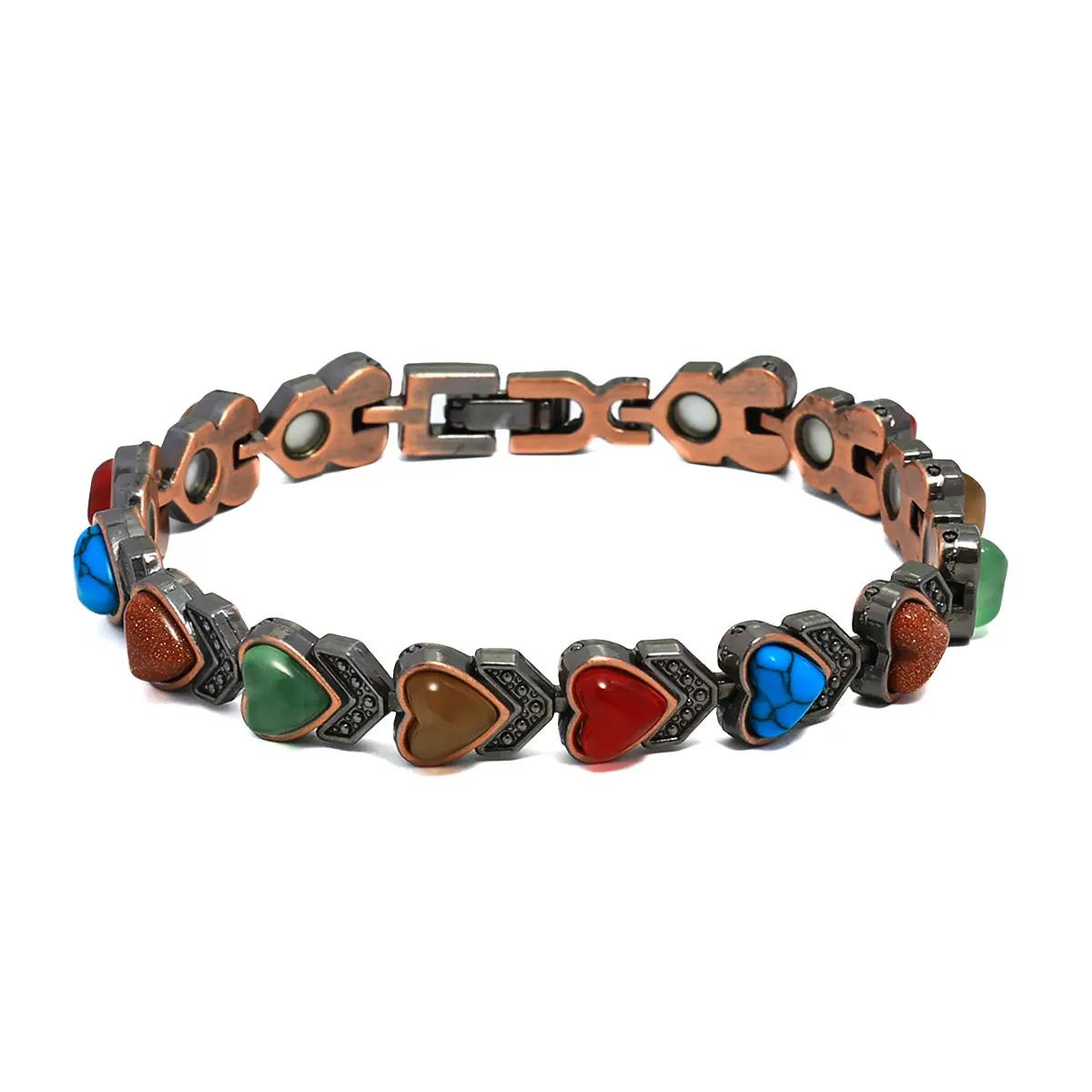Copper Bracelets for Women, with Ultra 3800 Gauss Magnets & Natural Turquoise Stones, Adjustable with Sizing Tool