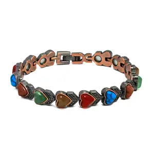 Copper Bracelets for Women, with Ultra 3800 Gauss Magnets & Natural Turquoise Stones, Adjustable with Sizing Tool