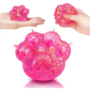ZTATU Cat Paws Stress Balls for Kids (1PCS) Squishy Fidget Toys Squishy Sugar Ball, Party Favors Squeeze Ball Stress Relief Toy, Sensory Toys for Autistic Children, Goodie Bags Stuffers (Pink)