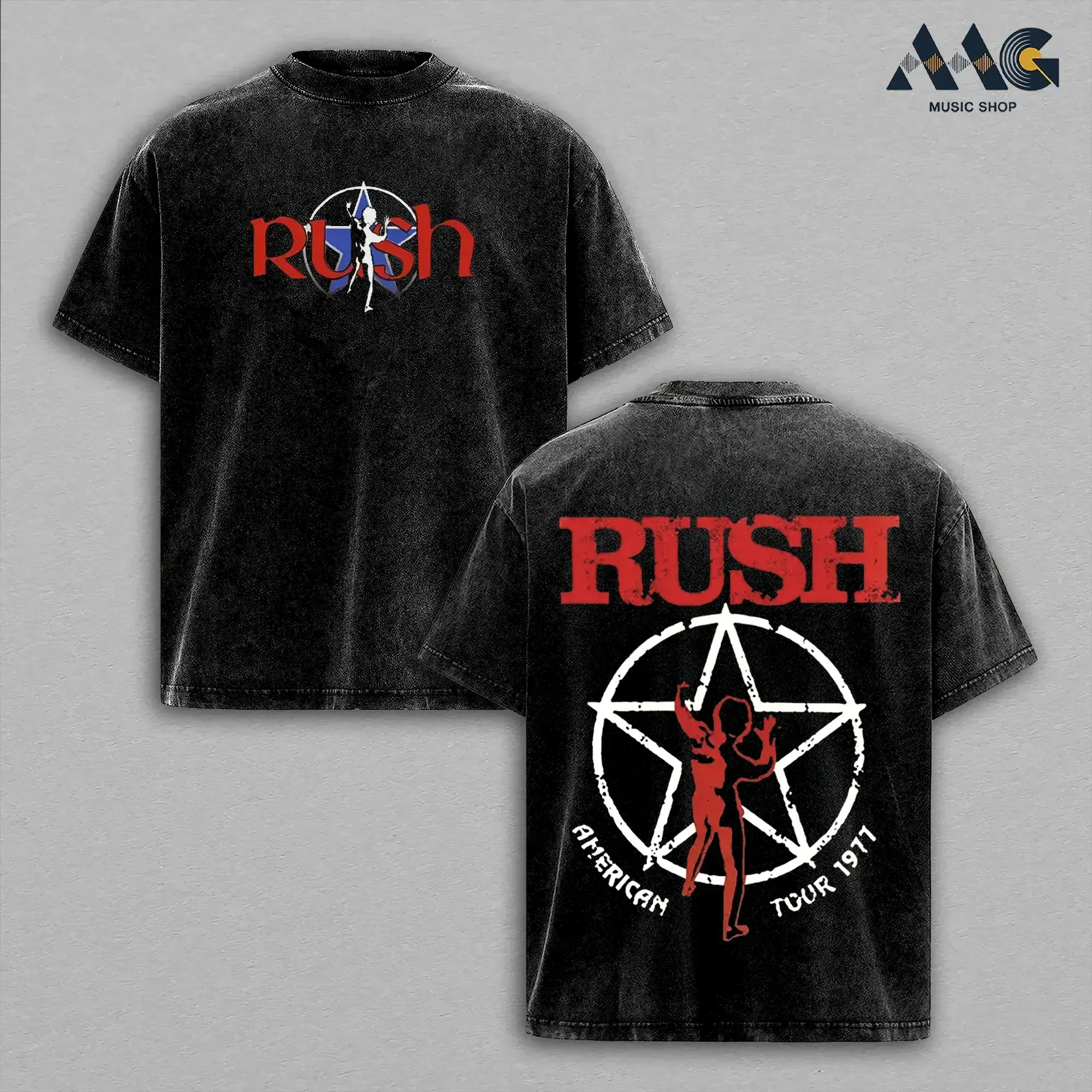 Rush Live in Concert Vintage Washed Heavy Cotton Graphic T-Shirt Tee, Geddy Lee Alex Lifeson Neil Peart Classic Rock Band Retro Tour Unisex Streetwear, Y2k Casual Fashion, Casual Streetwear Apparel, Top Men's and Women's Clothing Gift For Fan