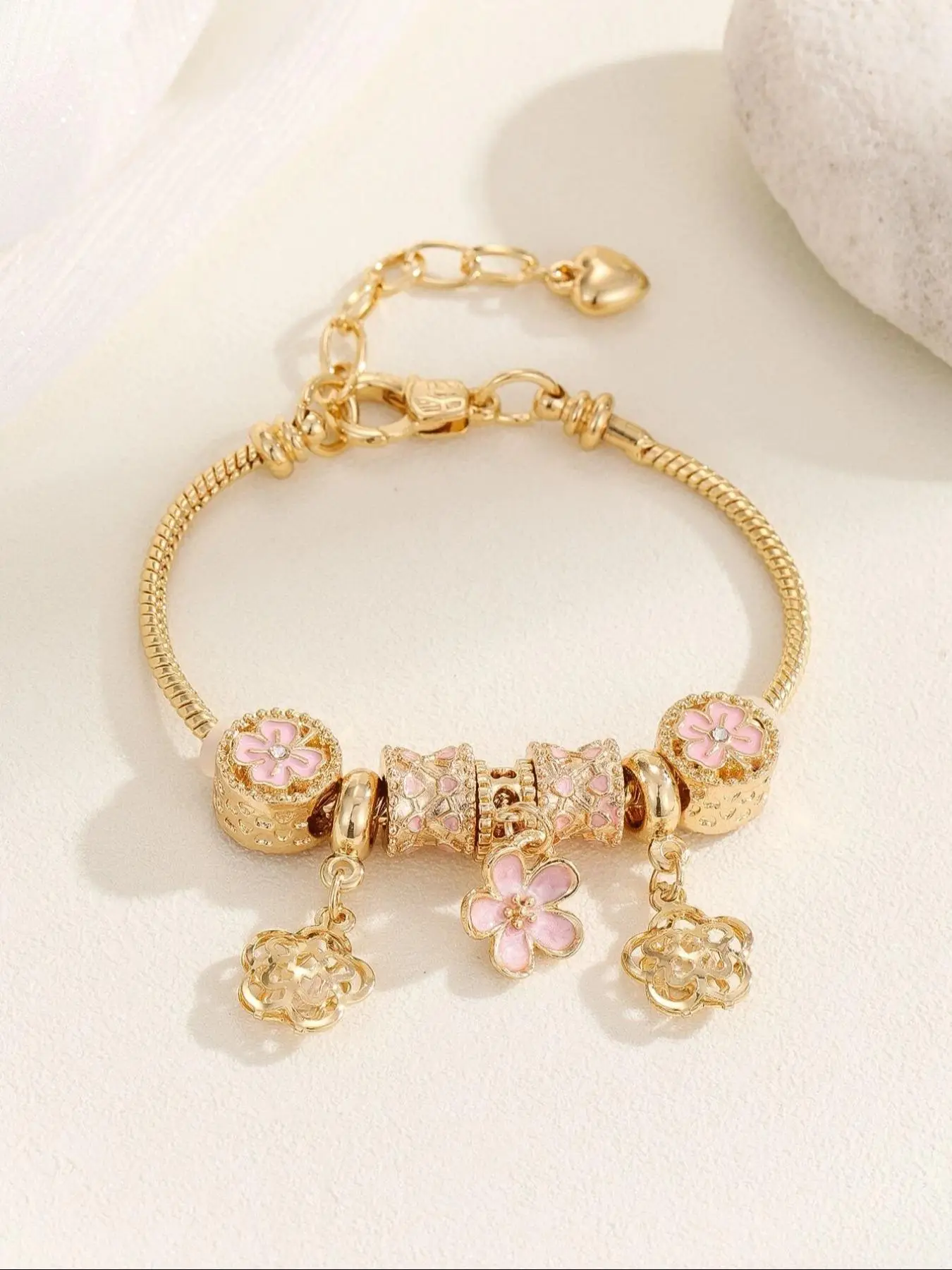Women's Cute Flower & Rhinestone Fish Tail & Heart Design Bracelet, Fashion Jewelry for Party, Daily Decor, Trendy All-match & Exquisite Jewelry for B