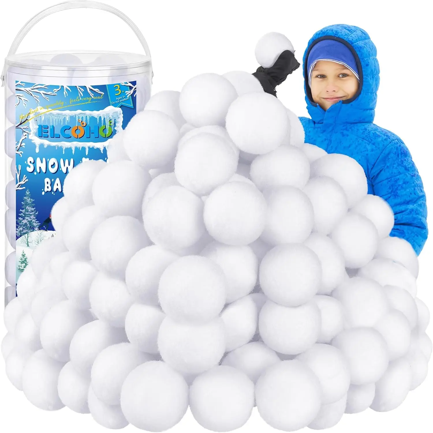 200 Pieces 2 Inch Fake Snow Fight Ball Artificial Snow Xmas Party Supplies Winter Snowball Fight Games Indoors