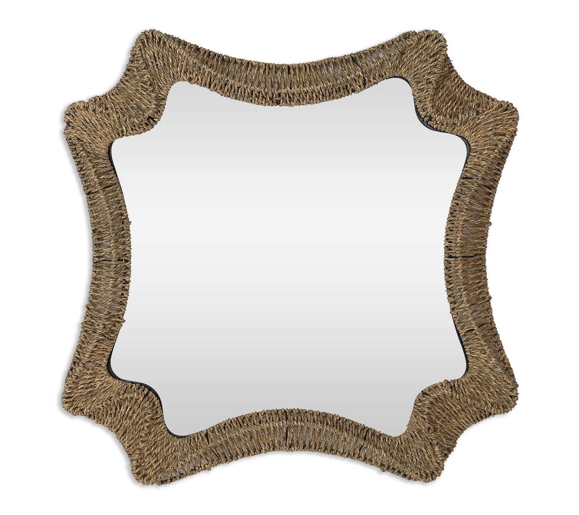 HomeRoots 38" Brown Abstract Floating Rope Accent Mirror