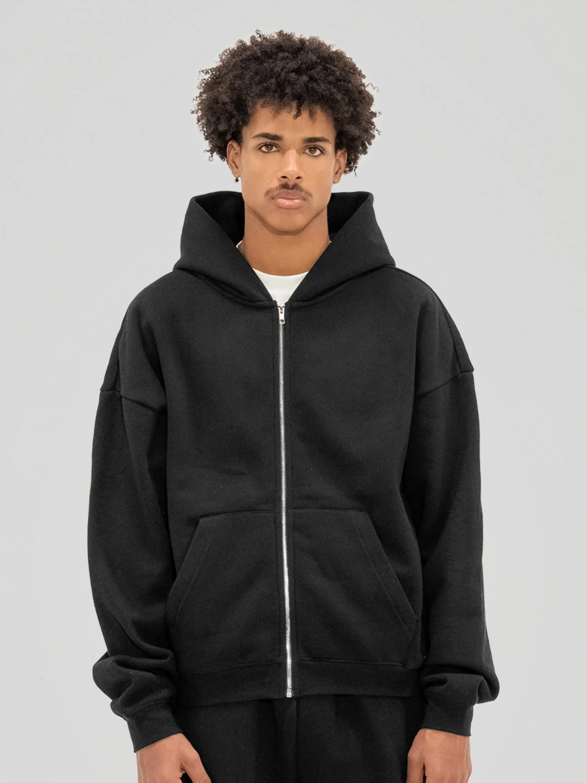 350 GSM 'Black' Zip-Up Hoodie