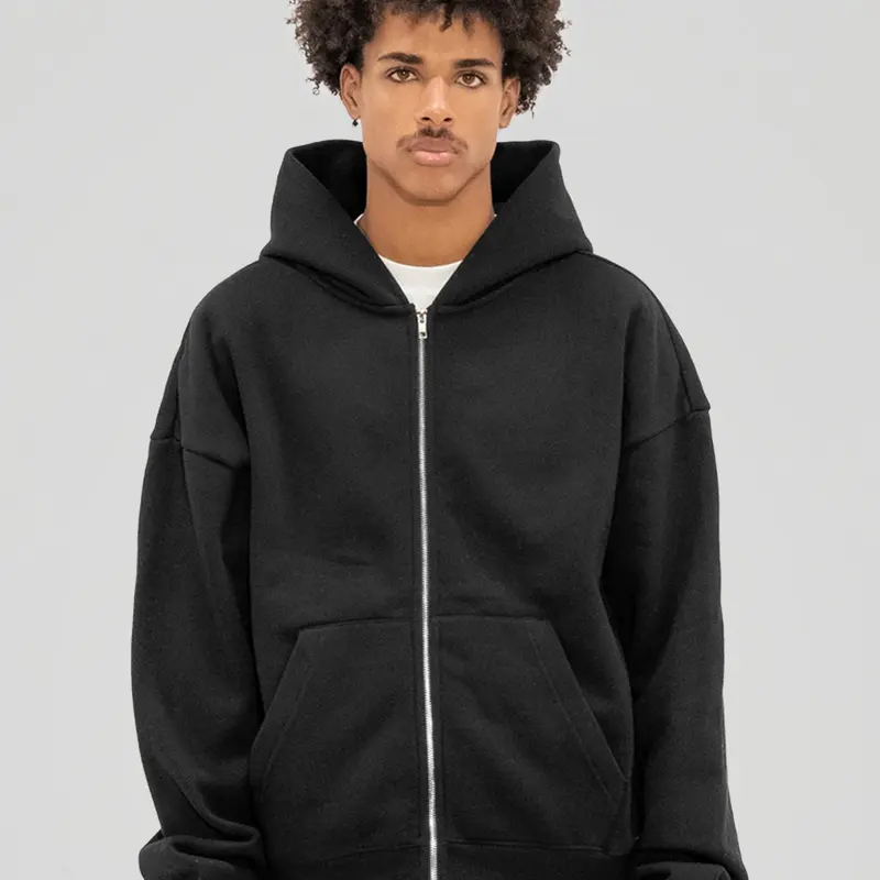 350 GSM 'Black' Zip-Up Hoodie