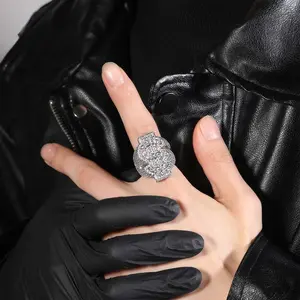 [ICE HUE] Unisex 18K Gold Vacuum Plated Copper Ring with 5A+ Sri Lanka Zircon & Dollar Sign - Miami, Italy, Mexico & Micro Inspired Luxury Costume Jewelry for Daily Wear, Gift Idea - Chicano, Classic, Hip Hop, Simple, Sporty Styles, Unisex Jewelry
