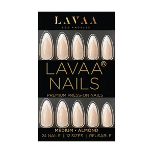 V FRENCH Medium Almond Press On Nails - Chic V-Shaped French Tip