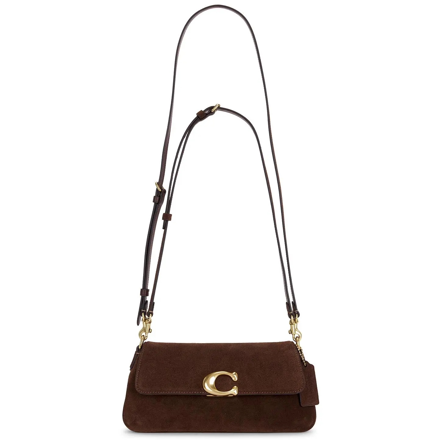 Coach Suede Jet Shoulder Bag in Dark Chocolate