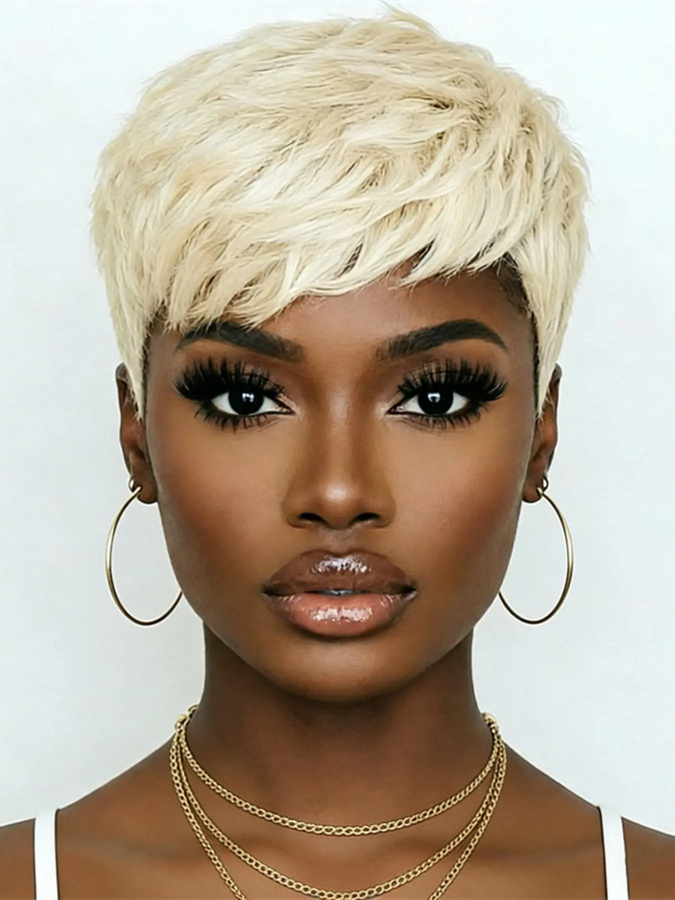 Pixie Cut Human Hair Wigs, Real Hair Wigs, Daily Party Cosplay Gift Use Wig, Blonde Machine Made Short Straight Layered Human Hair Wig for Women