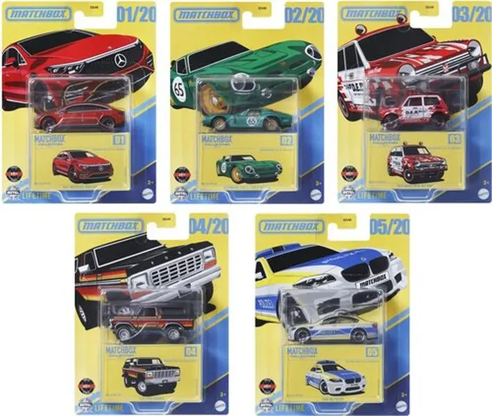 Matchbox Premium 1:64 Scale Diecast Toy Car Collector 8-Piece A Assortment [COLLECTIBLES] with Articulating Doors, Hoods, Trunks, Ships in Own Container, Diecast Toys