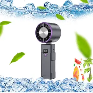 2026 New Turbine Handheld Mini Fan USB Charging High-Speed Foldable Digital Display Neck Hanging Fan Gift, Summer Cooling Essential