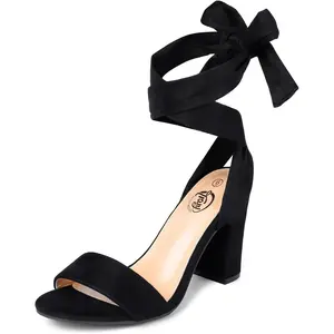 Pink Purple Nude Red Black Heels for Women, Lace Up Chunky Heels for Women, Strappy Heels for Women Sandals, High Platform Stripper Heels, Comfortable Wide Width Tie Up Heels 3 Inch Open Toe