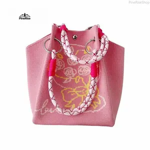 PineRise Women's Mini Knitted Handbag Vest Style Tote Bag Portable Lightweight Soft Carry Purse for Outdoor Shopping Camping Picnic Commute Travel Leisure Daily Use