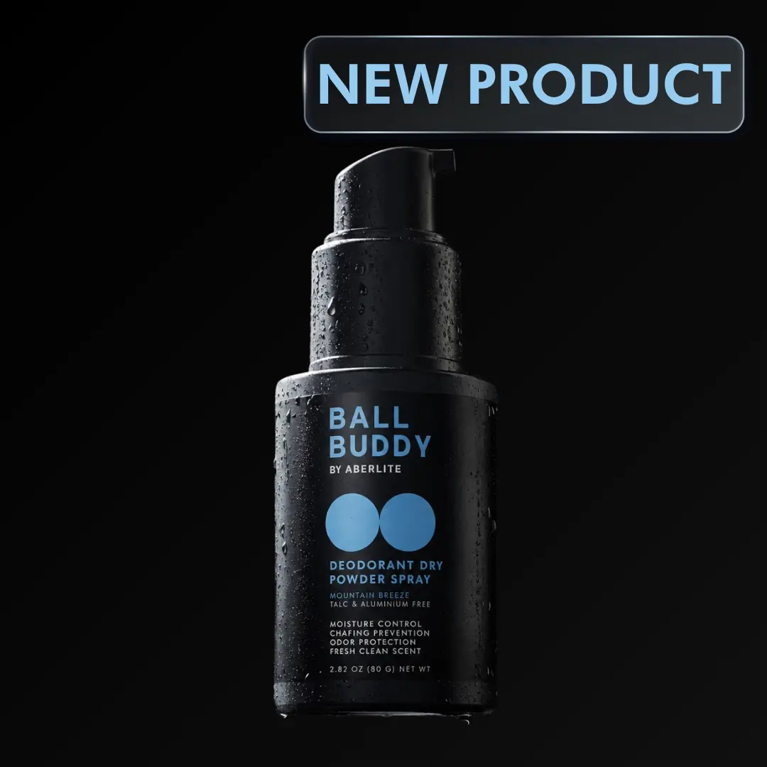 Aberlite Ball Buddy Deodorant Dry Powder Spray (Non-Aerosol) -  1 oz (28g) - Men's Anti-Chafing & Moisture Control - All-Day Odor Protection - Talc-Free, Aluminum-Free, Paraben-Free - All-Natural Arrowroot, Aloe & Chamomile - For Sensitive Skin