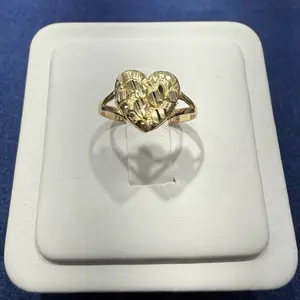 14K Small Heart Nugget Ring Yellow Gold Size 7 Elegant Design for Women's Jewelry Classic Style Durable Gift Idea