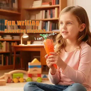 60-Second Voice Recorder with Playback & Audio Recorder Pen - Cute Carrot-Shaped Recorder Device, Smooth-Writing Ballpoint Pen - Fun & Creative Gift for Kids, Students, Teachers