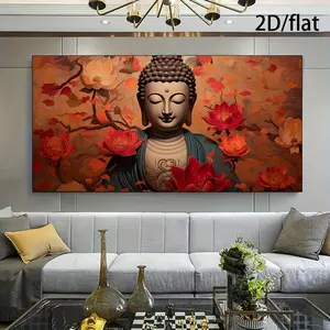 Wooden Framed Canvas Painting1pc Modern Color Gold Buddha Face canvas painting art, suitable for living room modern canvas poster, for bedroom and living room decoration Wrapped in canvas