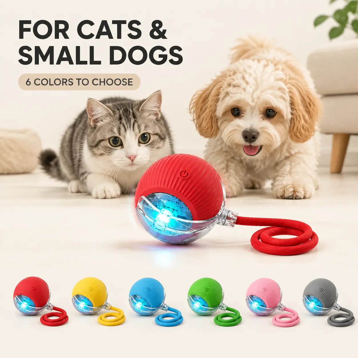 LED Interactive Cat Ball Toy - Automatic Moving, Quiet Operation, Durable, Safe, Natural Instinct-Stimulating Party Bag Gift for Home & Festive Party Supplies
