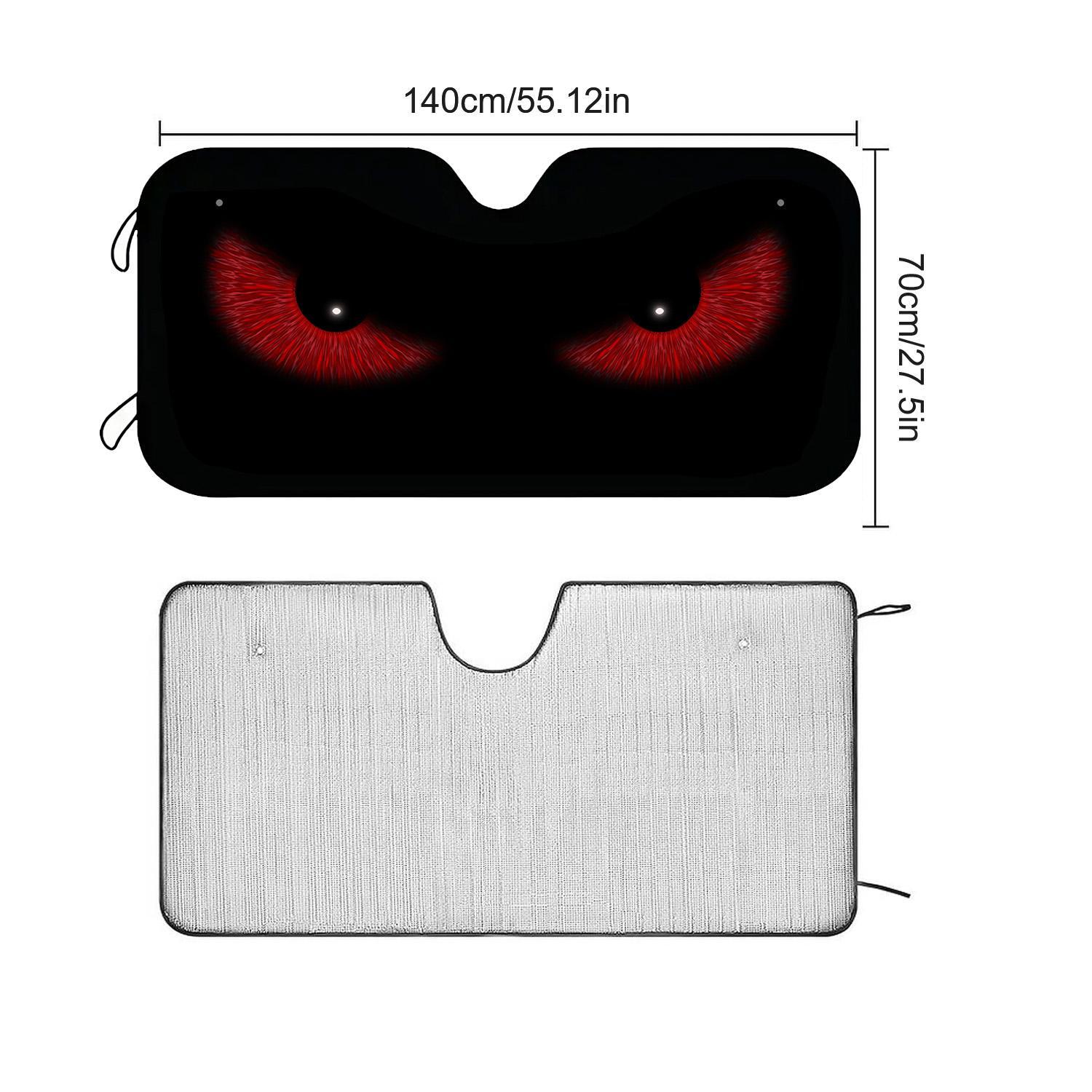 140x70cm Glowing Angry Eyes Car SunShade – Foldable UV Block Windshield Visor, Evil Eye Design Heat Shield for Truck, SUV