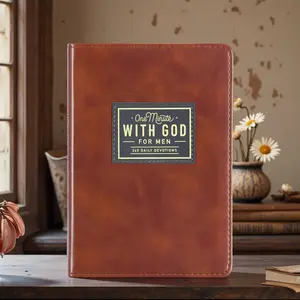 One Minute with God for Men | 365 Devotions in Brown Faux Leather | Daily Faith & Encouragement Journal | Portable 365-Day Reflection Book | Perfect Gift for Christmas, Birthdays, Holidays & New Year | Men’s Christian Self-Improvement Devotional Notebook
