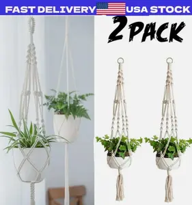 2 Pack Plant Hanger Flower Pot Plant Holder Large 4 Legs Macrame Jute 41 Inch US