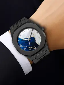 A new men's black rubber large dial with a sense of luxury, distinct layers, and daily decorative quartz watch