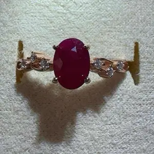 <PingEast Jewelry >Ruby ring501---Ruby ring - 1ct oval bermeese Ruby ring