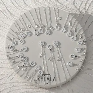 [263 Silver Color] Sterling 925 Silver Initial Letter Design Necklace Cute Elegant Style Delicate Gift For Women Girls