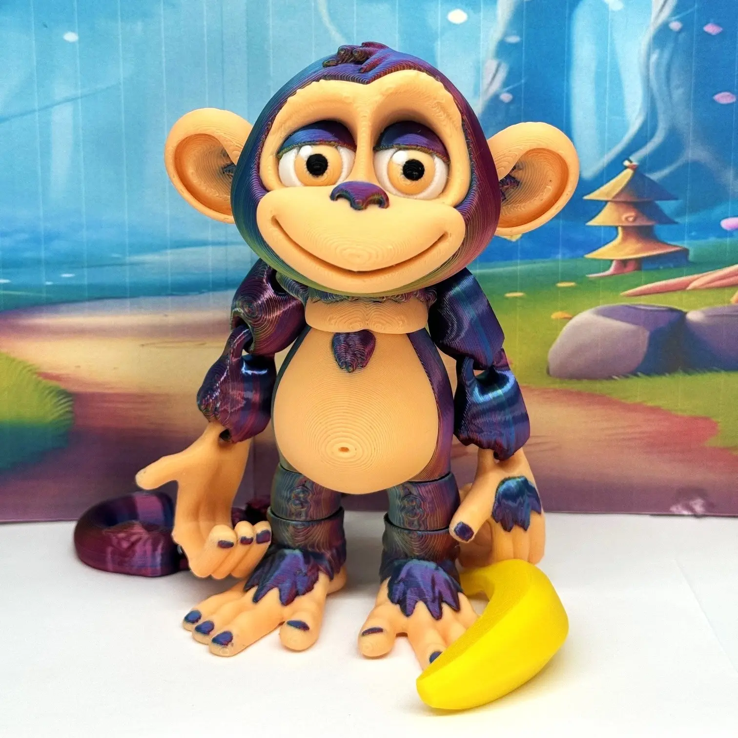 3D Printed Articulated Monkey Fidget Toy, 5" Articulated Posable, Hangable Monkey, Stands on Its Own for Fun Poses and Display, Executive Desk Toy, Fidget Toy 3D Printed in USA