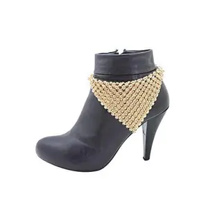 Women Fashion Gold Metal Western Boot Bracelet Chain Shoe Anklet Bandanna Charm Wrap Around