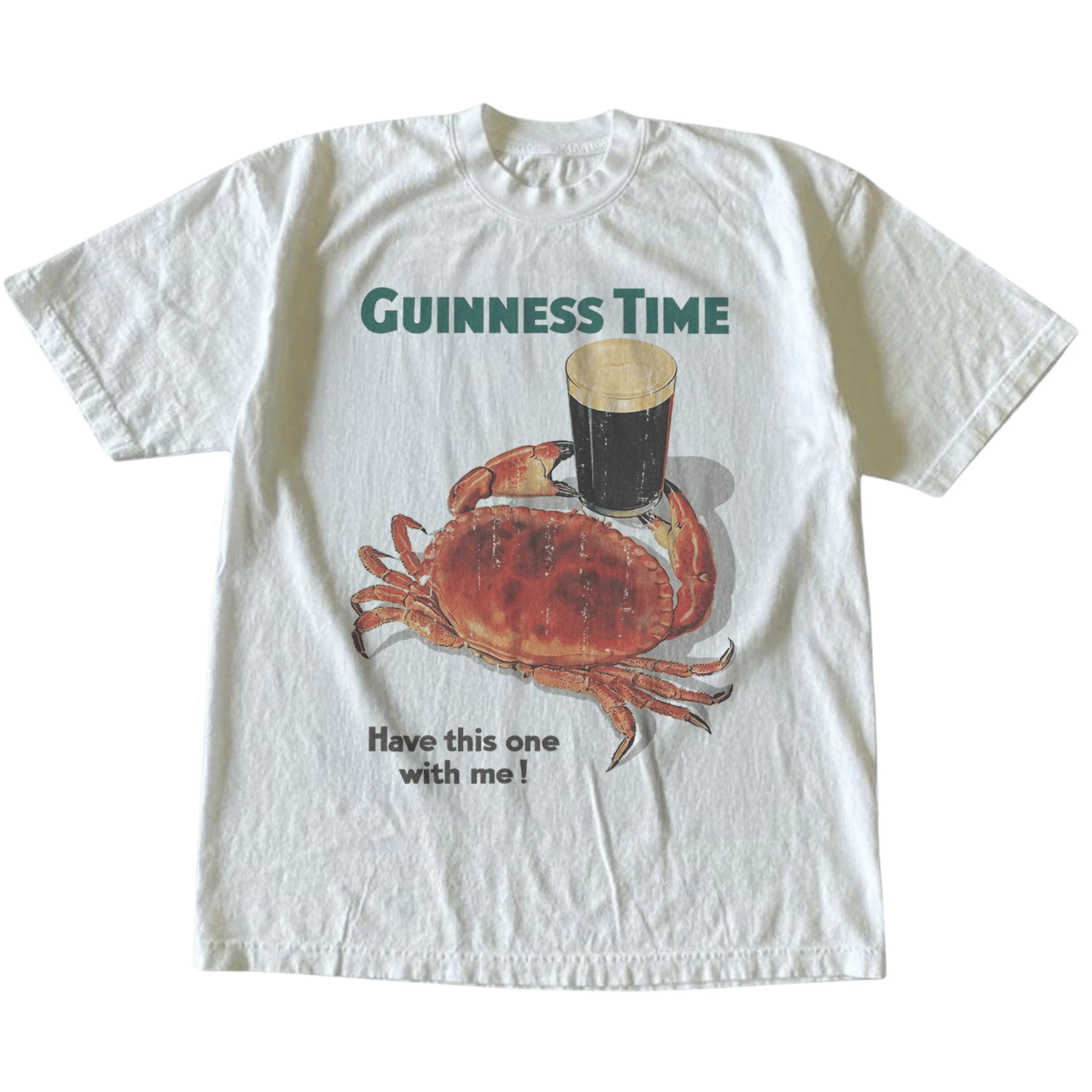 Gildan Men's and Women's T-Shirt, Vintage Style Guinness Time Big Crab Graphic Tee, Unisex Casual Top, Funny Irish Beer Shirt, Retro Pub Advertisement Clothing, Matching Couples Outfit, Unique Birthday Present, Premium Cotton  humorous tshirt men