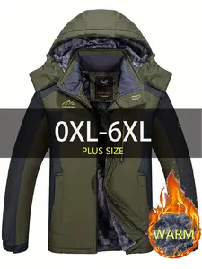 Men's New Large Size Winter Fleece Hooded Cotton Jacket Versatile Casual High-End Niche Trendy Outdoor Sports Coat Spring Autumn Stylish Warm Popular Cotton Letter Thick Clothing, Seasonal Fashion, Winter Apparel, Urban Streetwear, Durable Coats, Tall Men