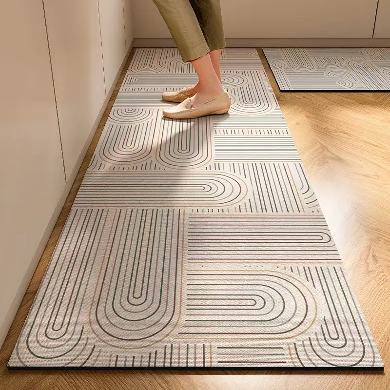 Large Non-Slip Kitchen Mat, 62.99x19.69 Inch Absorbent, Nordic Style Silicone Bottom, Rubber Backing, Easy Clean Floor Pad, Kitchen Runner Rug, Absorbent Washable Rug