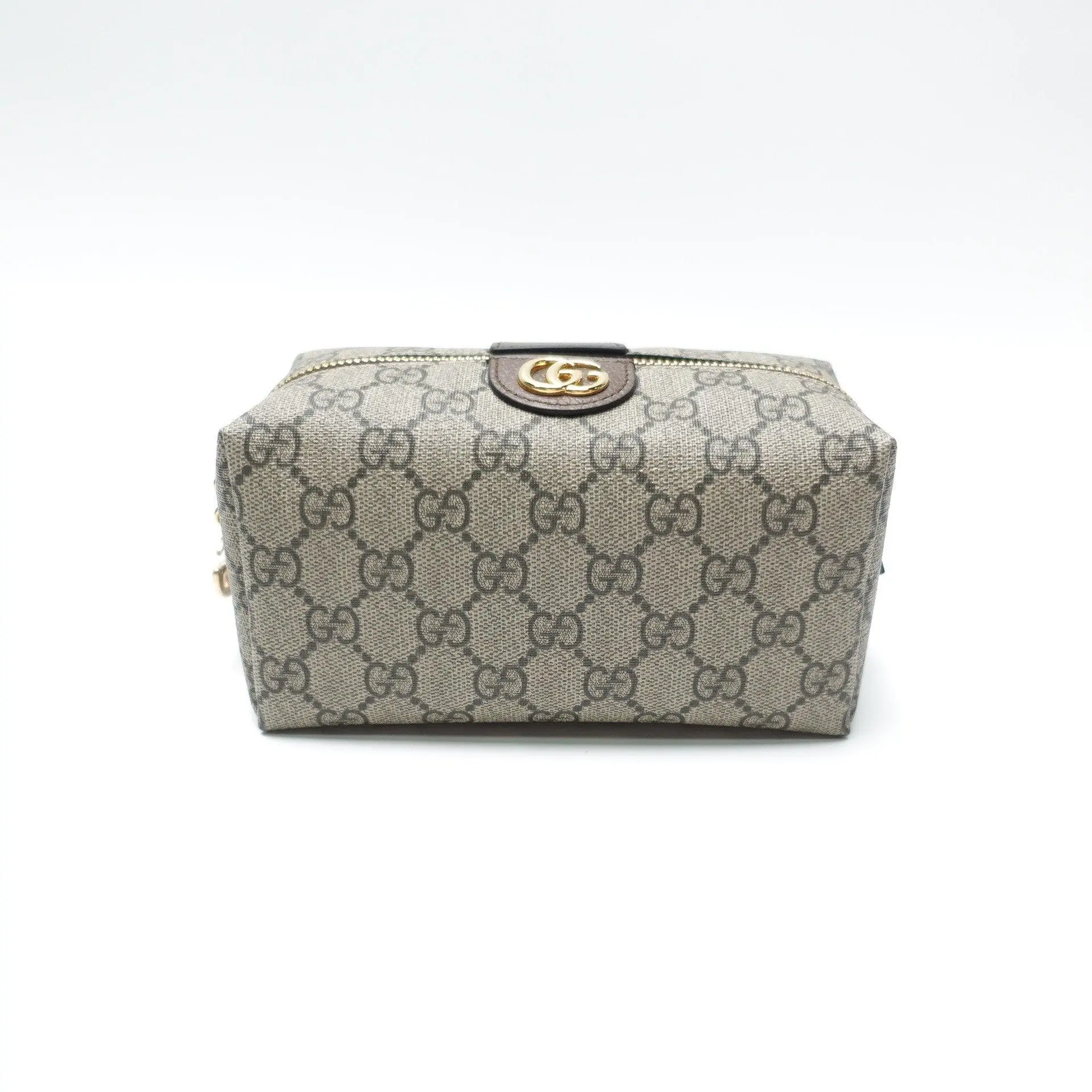 Pre-owned GUCCI GG Supreme coated canvas Cosmetic Pouch Ophidia Small Beige Coated Canvas Clutch T10456661