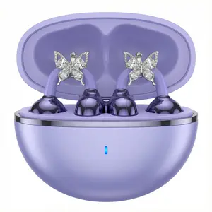 FLUFFDRIP Clip-04 Bluetooth 6.0 Earbuds with Butterfly Crystal Design Open-Ear Comfortable Clip-On Touch Control HIFI Sound 11mm Driver 180mAh Case