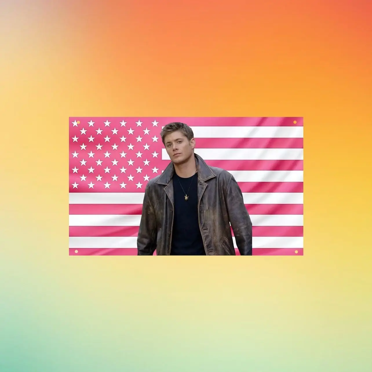 Dean Winchester, Supernatural Flag, Jensen Ackles | TV Show Wall Tapestry, Pink American Flag, Bedroom Dorm Room Decor Gift