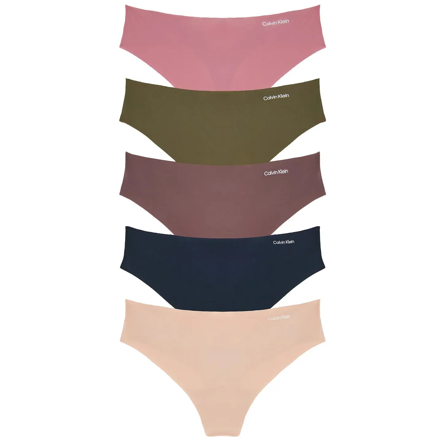 Calvin Klein Underwear Thong 5 Pack in Shoreline, Botanical Brown, Brush Green & Soft Mauve