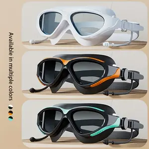 High-performance large-frame anti-fog swimming goggles - adjustable silicone strap and PC lens - clear vision, comfortable and ergonomic - suitable for competitive swimming, surfing and diving.